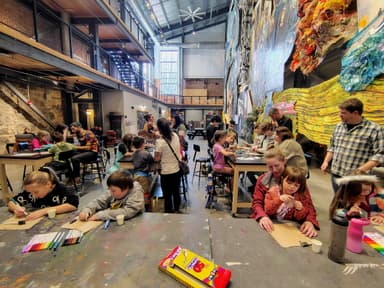 Kids art session at American Mural Project
